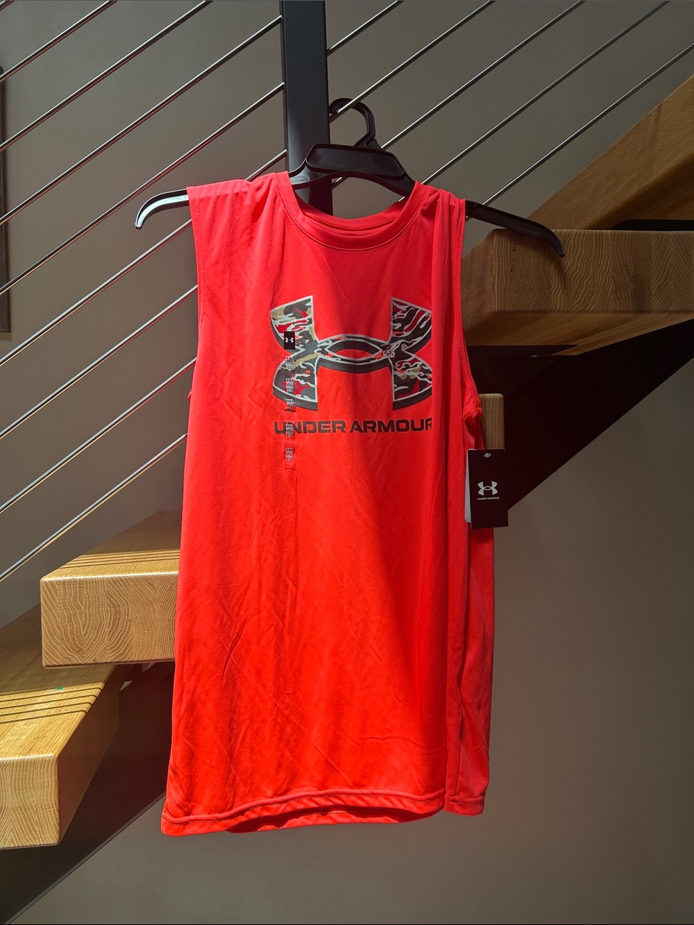 Under Armour Red Sleeveless Camo Logo Tank